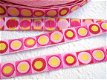 Retro stippen band ~ 11 mm ~ Roze / geel - 0 - Thumbnail