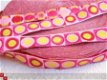 Retro stippen band ~ 11 mm ~ Roze / geel - 3 - Thumbnail