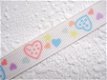 Lief room wit grosgrain band met hartjes ~ 14 mm - 2 - Thumbnail