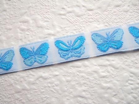 Lief blauw vlindertjes band ~ 12 mm - 2
