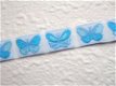 Lief blauw vlindertjes band ~ 12 mm - 2 - Thumbnail