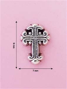 Bedel / Charm 0127, Antiek kruis groot ( zilver)