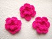 Gehaakt dubbel bloemetje ~ 2,5 cm ~ Fuchsia roze - 0 - Thumbnail