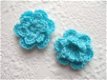 Gehaakt dubbel bloemetje ~ 2,5 cm ~ Blauw - 0 - Thumbnail