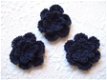 Gehaakt dubbel bloemetje ~ 2,5 cm ~ Marine blauw - 2 - Thumbnail