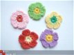 Gehaakt 2-kleurige bloemetje ~ 2,5 cm ~ Geel - 2 - Thumbnail
