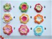 3-kleurige gehaakte bloem ~ 4 cm ~ Wit / geel / roze - 3 - Thumbnail
