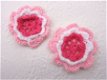 3-kleurige gehaakte bloem ~ 4-5 cm ~ Roze / wit - 0 - Thumbnail
