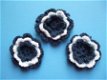 Grote gehaakte bloem ~ 4 cm ~ Marine blauw / wit - 2 - Thumbnail