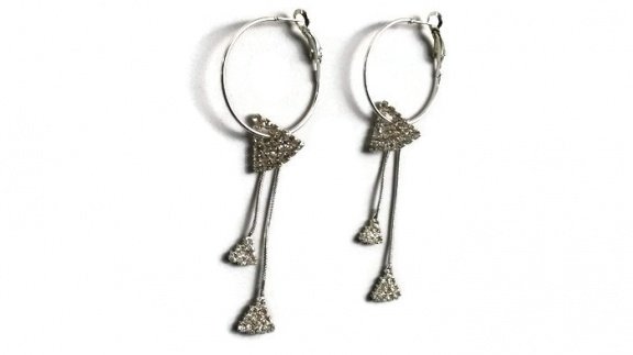 Oorbellen creolen met lange strass hangers online dames sieraden kopen - 1