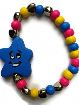 Meisjes armbandje blauw-roze-geel - 1