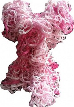 Handgebreide dames sjaal zacht roze of off-white te koop online - 1