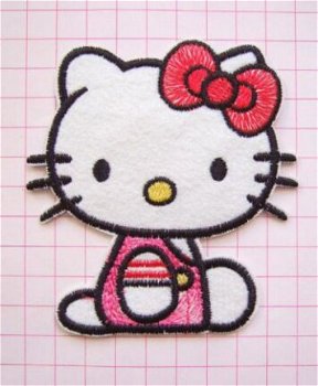Grote Hello Kitty strijkapplicatie ~ 10 cm - 0