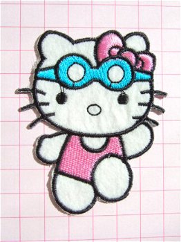 Hello Kitty gaat zwemmen, strijkapplicatie ~ 7,5 cm - 0