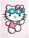 Hello Kitty gaat zwemmen, strijkapplicatie ~ 7,5 cm - 0 - Thumbnail