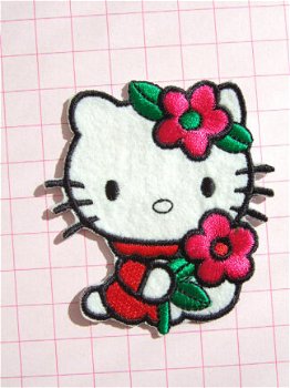 Bloemen Hello Kitty, strijkapplicatie ~ 7 cm - 0