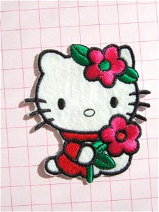 Bloemen Hello Kitty, strijkapplicatie ~ 7 cm