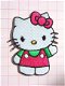 Hallo Hello Kitty, roze / groen strijkapplicatie ~ 6,5 cm - 0 - Thumbnail