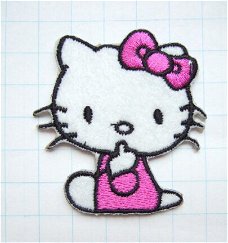 Mooie Hello Kitty in fuchsia paars, strijkapplicatie ~ 5,5 cm