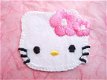 Witte Hello Kitty met roze strik, strijk applicatie ~ 5 cm - 2 - Thumbnail