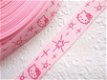 Witte Hello Kitty met roze strik, strijk applicatie ~ 5 cm - 5 - Thumbnail