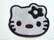 Hello Kitty met bloem, glinster strijkapplicatie ~ 7 cm - 0 - Thumbnail