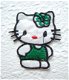 Kleine satijnen Hello Kitty strijk applicatie ~ 4,5 cm ~ Groen - 0 - Thumbnail