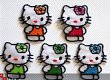 Kleine satijnen Hello Kitty strijk applicatie ~ 4,5 cm ~ Groen - 3 - Thumbnail