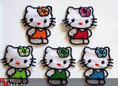 Kleine satijnen Hello Kitty strijkapplicatie ~ 4,5 cm ~ Oranje - 3