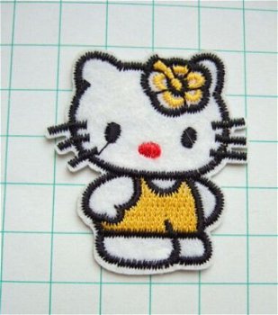 Kleine vilten Hello Kitty strijkapplicatie ~ 4,5 cm ~ Geel - 0