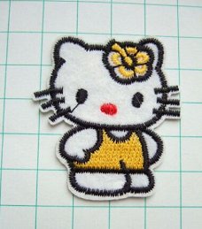 Kleine vilten Hello Kitty strijkapplicatie ~ 4,5 cm ~ Geel