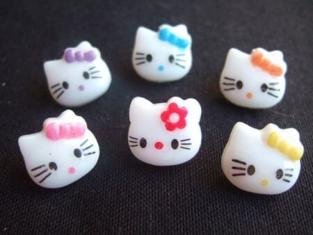 Kleine vilten Hello Kitty strijkapplicatie ~ 4,5 cm ~ Geel - 4