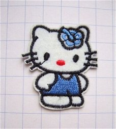 Kleine vilten Hello Kitty strijkapplicatie ~ 4,5 cm ~ Blauw