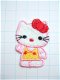 Roze Hello Kitty met rode strik, strijkapplicatie ~ 4 cm - 0 - Thumbnail