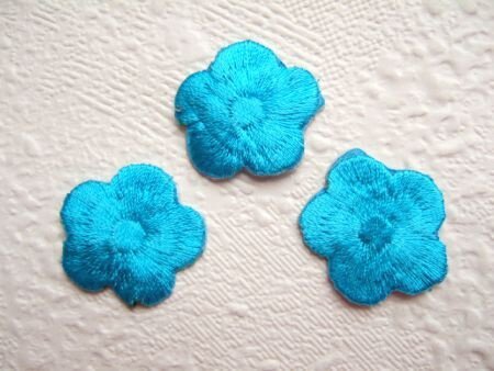 Effen bloemetjes strijkapplicatie ~ 2,5 cm ~ Blauw - 0