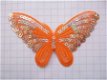 Organza vlinder met lovertjes, strijkapplicatie ~ 13,5 cm ~ Oranje - 0 - Thumbnail