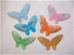 Organza vlinder met lovertjes, strijkapplicatie ~ 13,5 cm ~ Oranje - 2 - Thumbnail