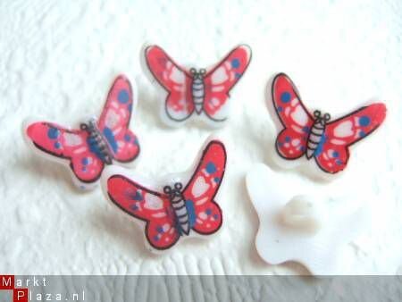 Kleurige vlinder strijkapplicatie ~ 7,5 cm ~ Rood - 3