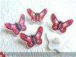 Kleurige vlinder strijkapplicatie ~ 7,5 cm ~ Rood - 3 - Thumbnail