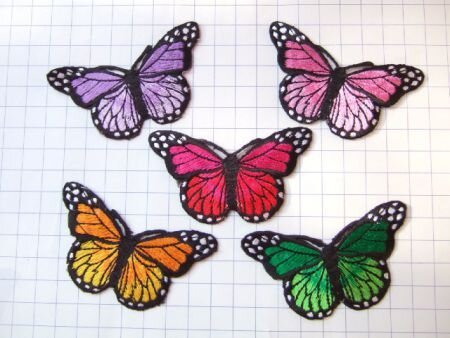 Prachtige vlinder strijkapplicatie ~ 7,5 cm ~ Roze / zwart - 2