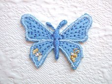 Klein vlindertje strijkapplicatie ~ 3,5 cm ~ Blauw