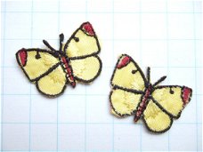 Klein geel vlindertje, strijkapplicatie ~ 3 cm