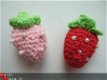 Aardbeien strijkapplicatie, roze vilt B ~ 4 cm - 4 - Thumbnail