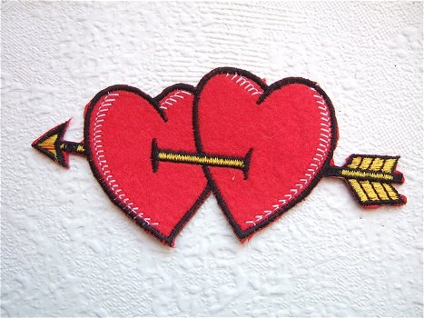 Cupido harten strijkapplicatie ~ 10,5 cm - 0