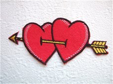 Cupido harten strijkapplicatie ~ 10,5 cm
