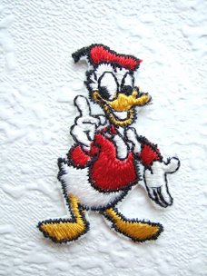 Donald Duck strijkapplicatie ~ 5 cm ~ Rood