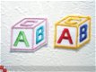 ABC blokken strijkapplicatie ~ 4,5 cm ~ Pastel - 2 - Thumbnail