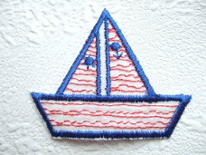 Zeilboot strijkapplicatie ~ 6,5 cm ~ Blauw