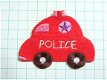 Politie auto strijkapplicatie ~ 7,5 cm ~ Rood - 0 - Thumbnail