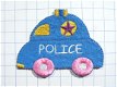 Politie auto strijkapplicatie ~ 7,5 cm ~ Blauw - 0 - Thumbnail